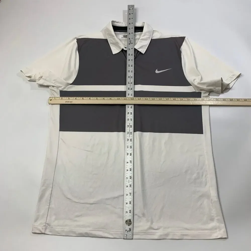 Nike Polo Shirt Mens XL White Graphite‎ Grey Momentum Golf Dri Fit Modern Fit